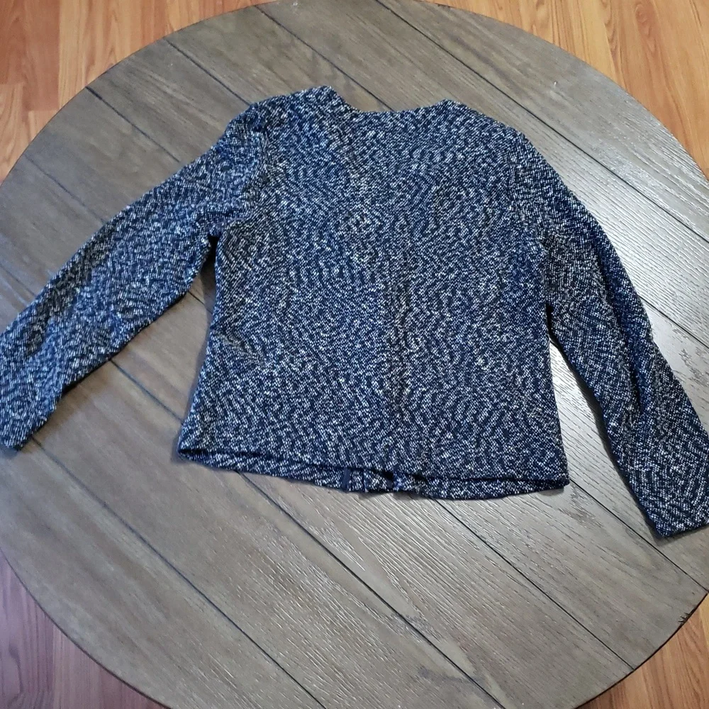 J. Crew S Micro Tweed Blazer Jacket Full Zip Small Navy Blue